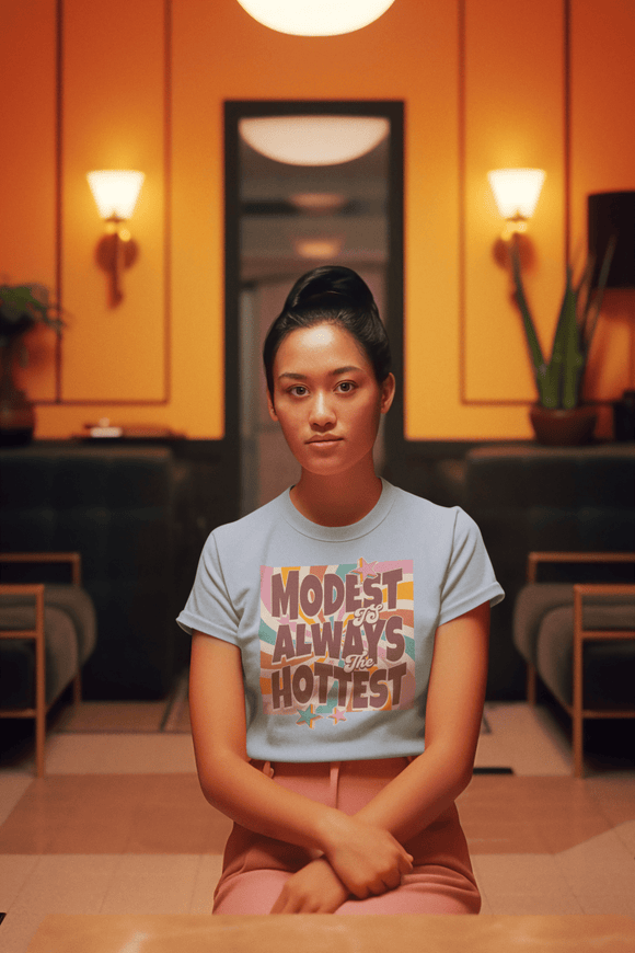 Retro "Modest Is Always the Hottest" Christian T-Shirt - Encore2woHeather PeachS