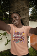 Retro "Modest Is Always the Hottest" Christian T-Shirt - Encore2woHeather PeachS