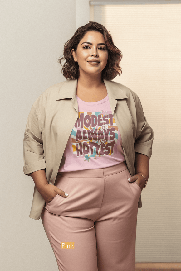 Retro "Modest Is Always the Hottest" Christian T-Shirt - Encore2woHeather PeachS
