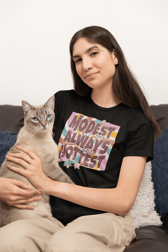 Retro "Modest Is Always the Hottest" Christian T-Shirt - Encore2woHeather PeachS
