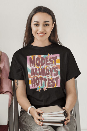 Retro "Modest Is Always the Hottest" Christian T-Shirt - Encore2woBlackS