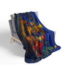 Santa at the Nativity Sherpa Blanket | Christian Christmas Throw - Encore2wo60" × 80"Beige