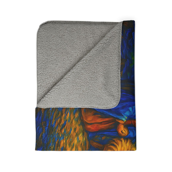 Santa at the Nativity Sherpa Blanket | Christian Christmas Throw - Encore2wo60" × 80"Beige