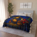 Santa at the Nativity Sherpa Blanket | Christian Christmas Throw - Encore2wo60" × 80"Beige