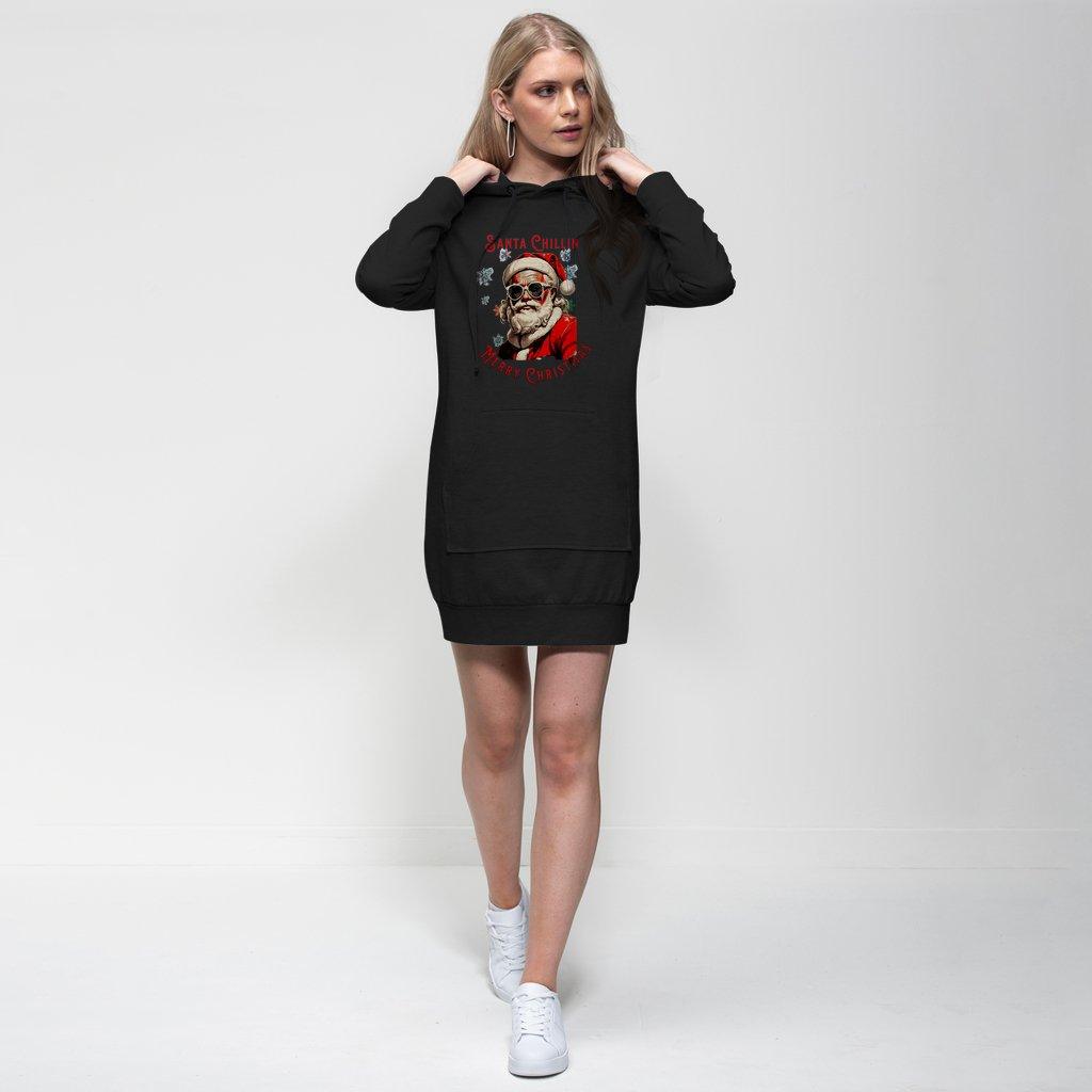 Santa Chillin Hoodie Dress Santa Chillin Premium Adult Hoodie Dress - Encore2woBlackXS