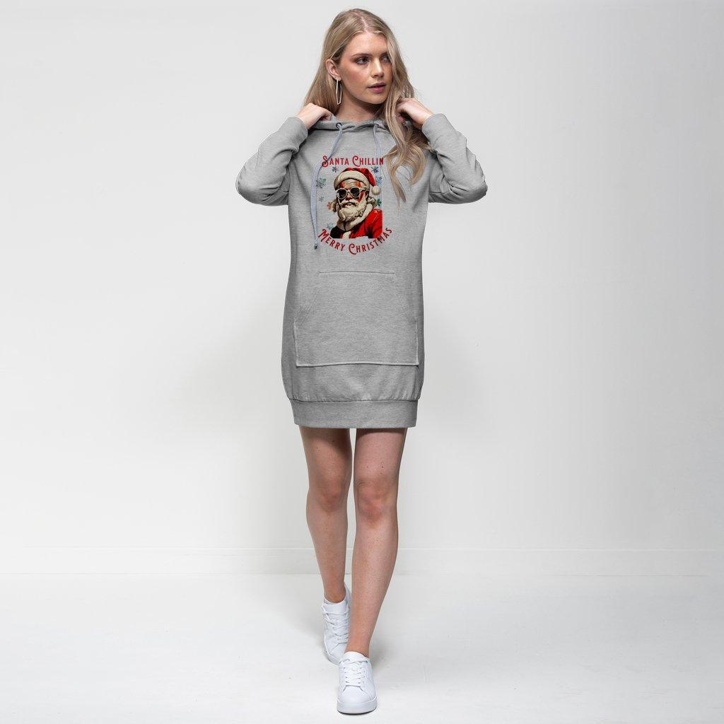 Santa Chillin Hoodie Dress Santa Chillin Premium Adult Hoodie Dress - Encore2woLight GreyXS