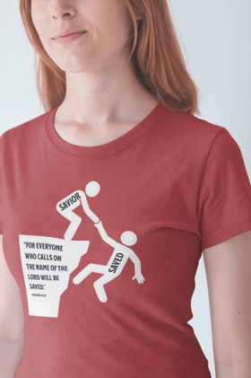 Saved by the Savior Romans 10 13 Christian Graphic Tee - Encore2woRedS