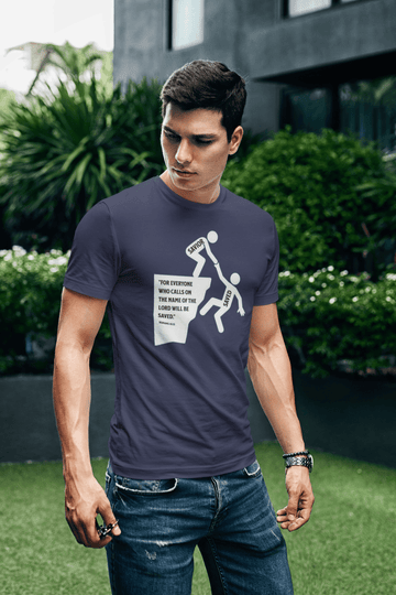 Saved by the Savior Romans 10 13 Christian Graphic Tee - Encore2woNavyS