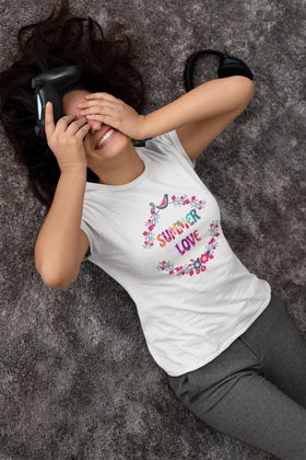 Summer Love Floral Print T-Shirt - Encore2woBlackS