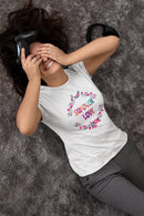 Summer Love T-Shirt with Flowers Floral Print Tee Vibrant and Romantic Shirt - Encore2woBlackS