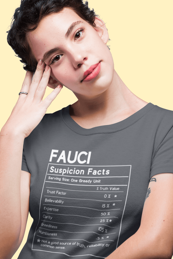 Suspicion Facts Nutrition Label Fauci Tee - Encore2woNavyS