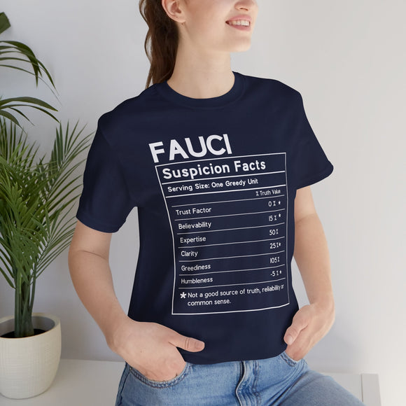 Suspicion Facts Nutrition Label Fauci Tee - Encore2woNavyS
