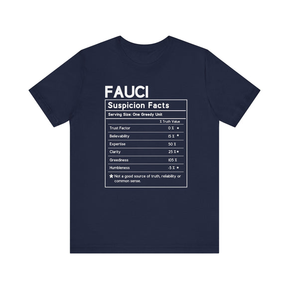 Suspicion Facts Nutrition Label Fauci Tee - Encore2woNavyS