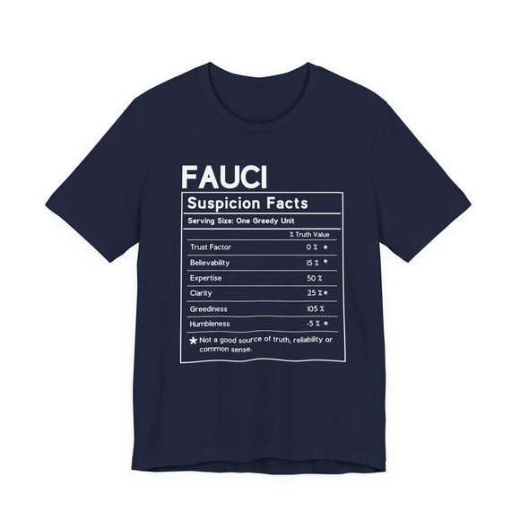 Suspicion Facts Nutrition Label Fauci Tee - Encore2woNavyS
