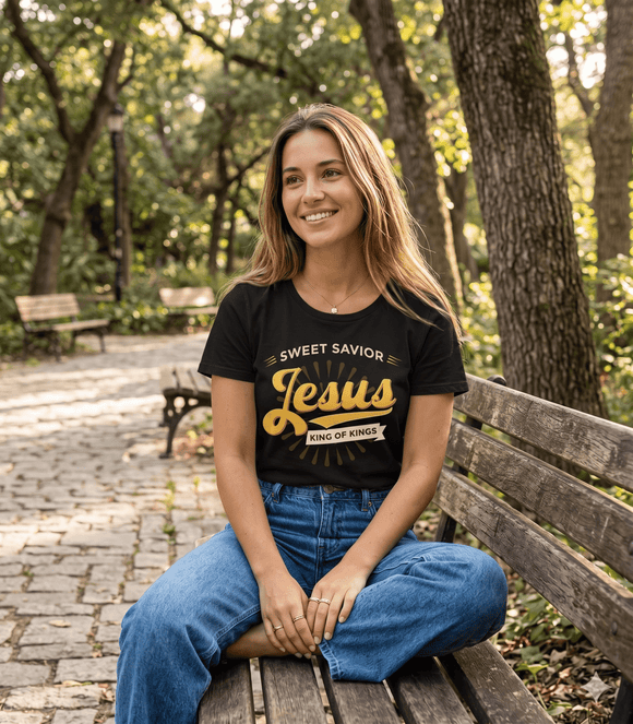 Sweet Savior Jesus King of Kings Tee Christian Faith Shirt - Encore2woBlackS