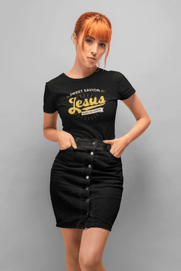Sweet Savior Jesus King of Kings Tee Christian Faith Shirt - Encore2woBlackS