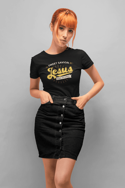 Sweet Savior Jesus King of Kings Tee Christian Faith Shirt - Encore2woBlackS