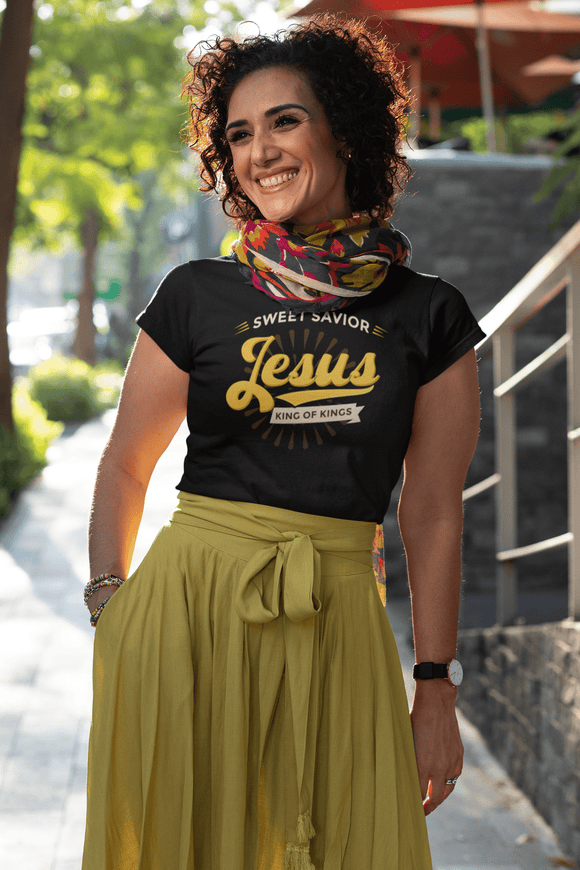 Sweet Savior Jesus King of Kings Tee Christian Faith Shirt - Encore2woBlackS