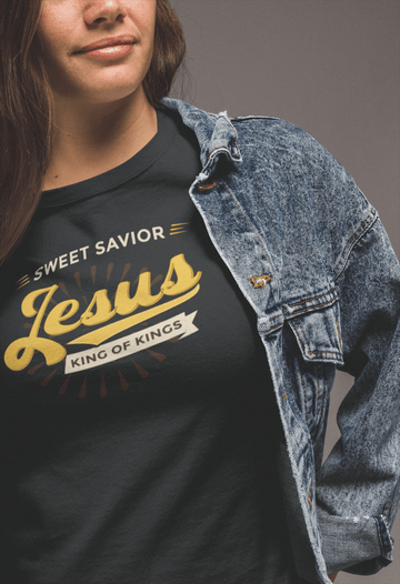Sweet Savior Jesus King of Kings Tee Christian Faith Shirt - Encore2woBlackS