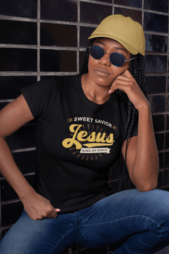 Sweet Savior Jesus King of Kings Tee Christian Faith Shirt - Encore2woBlackS