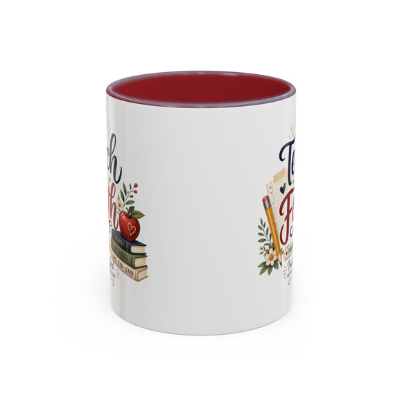 Teach with Faith Proverbs 3:5-6 Christian Teacher Mug – 11 oz - Encore2wo11ozMaroon
