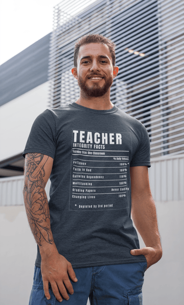 Teacher Nutrition Facts Shirt – Funny Teacher Appreciation Gift Tee – Christian Teacher Back to School Shirt - Encore2woNavyS