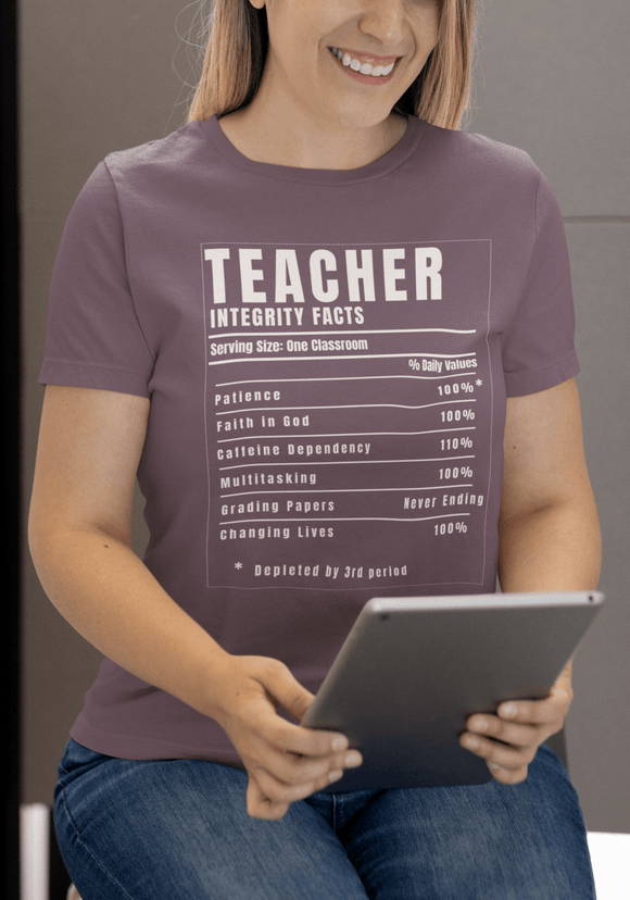 Teacher Nutrition Facts Shirt – Funny Teacher Appreciation Gift Tee – Christian Teacher Back to School Shirt - Encore2woChiliS