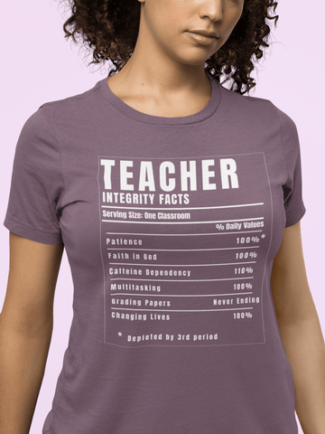 Teacher Nutrition Facts Shirt – Funny Teacher Appreciation Gift Tee – Christian Teacher Back to School Shirt - Encore2woBerryS