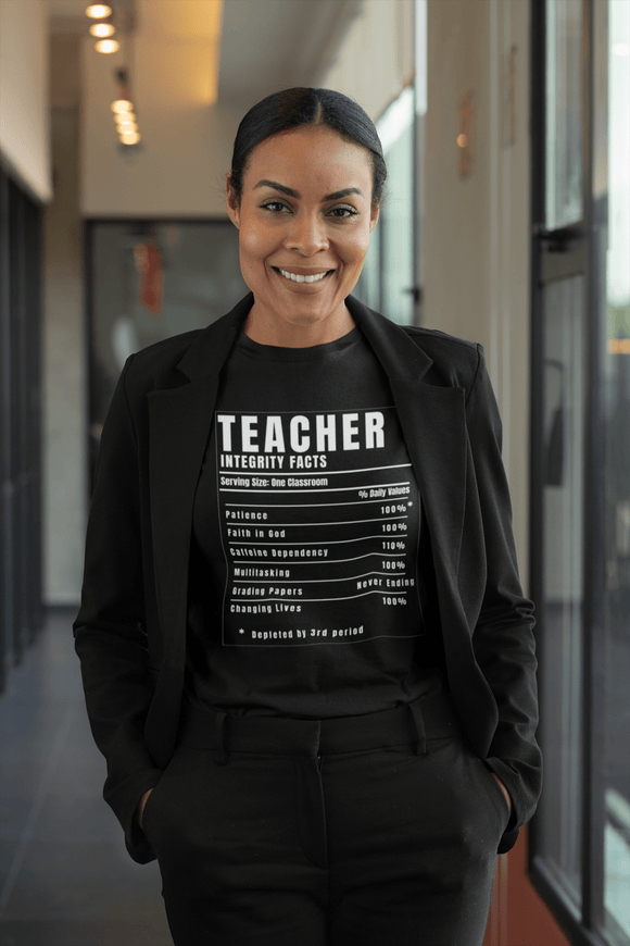Teacher Nutrition Facts Shirt – Funny Teacher Appreciation Gift Tee – Christian Teacher Back to School Shirt - Encore2woChiliS