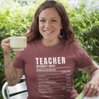 Teacher Nutrition Facts Shirt – Funny Teacher Appreciation Gift Tee – Christian Teacher Back to School Shirt - Encore2woChiliS