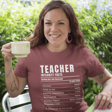 Teacher Nutrition Facts Shirt – Funny Teacher Appreciation Gift Tee – Christian Teacher Back to School Shirt - Encore2woChiliS