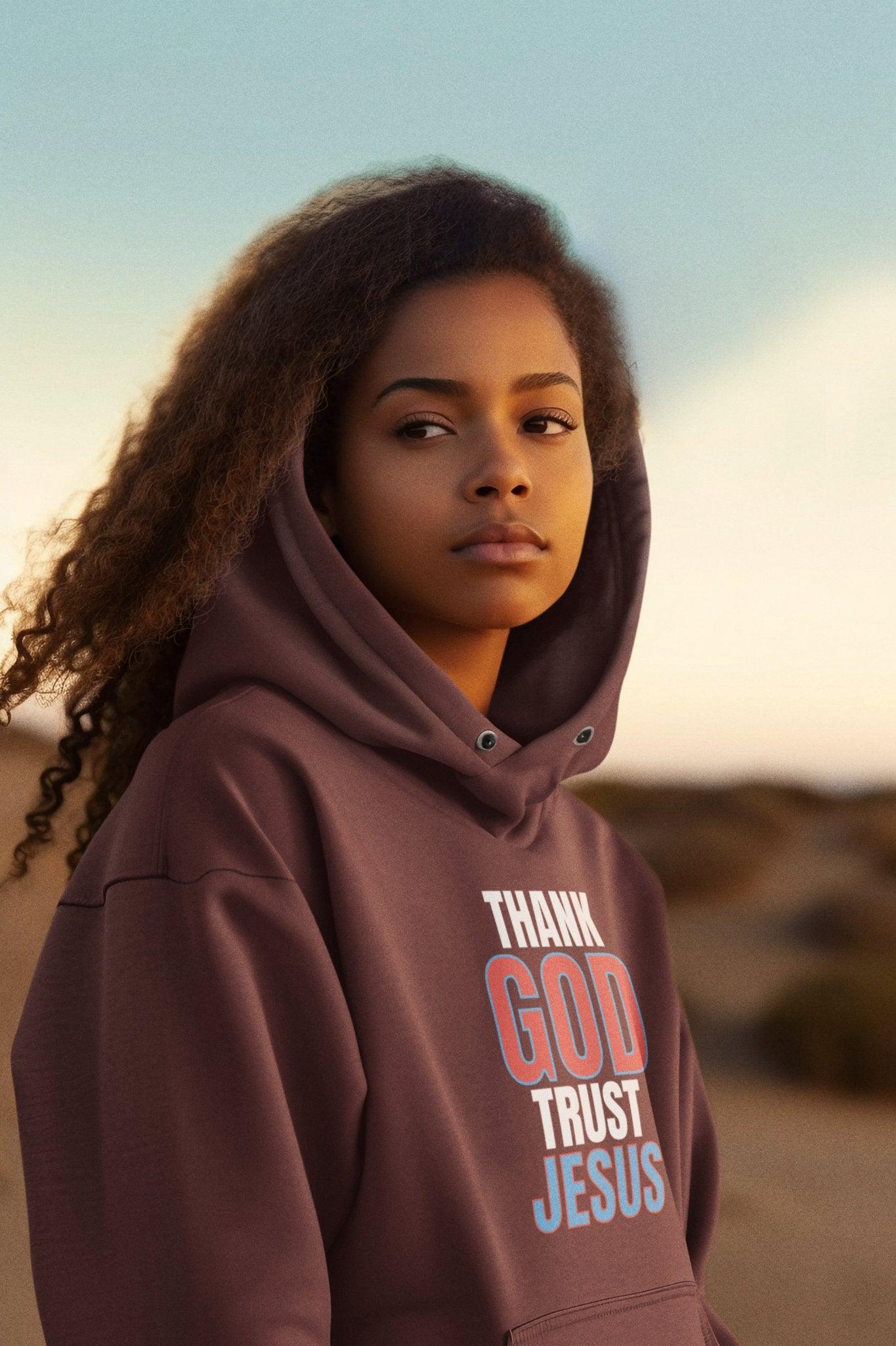 Thank God Trust Jesus Hoodie Faith - Inspired Religious Apparel Unisex Heavy Blend™ - Encore2woNavyS