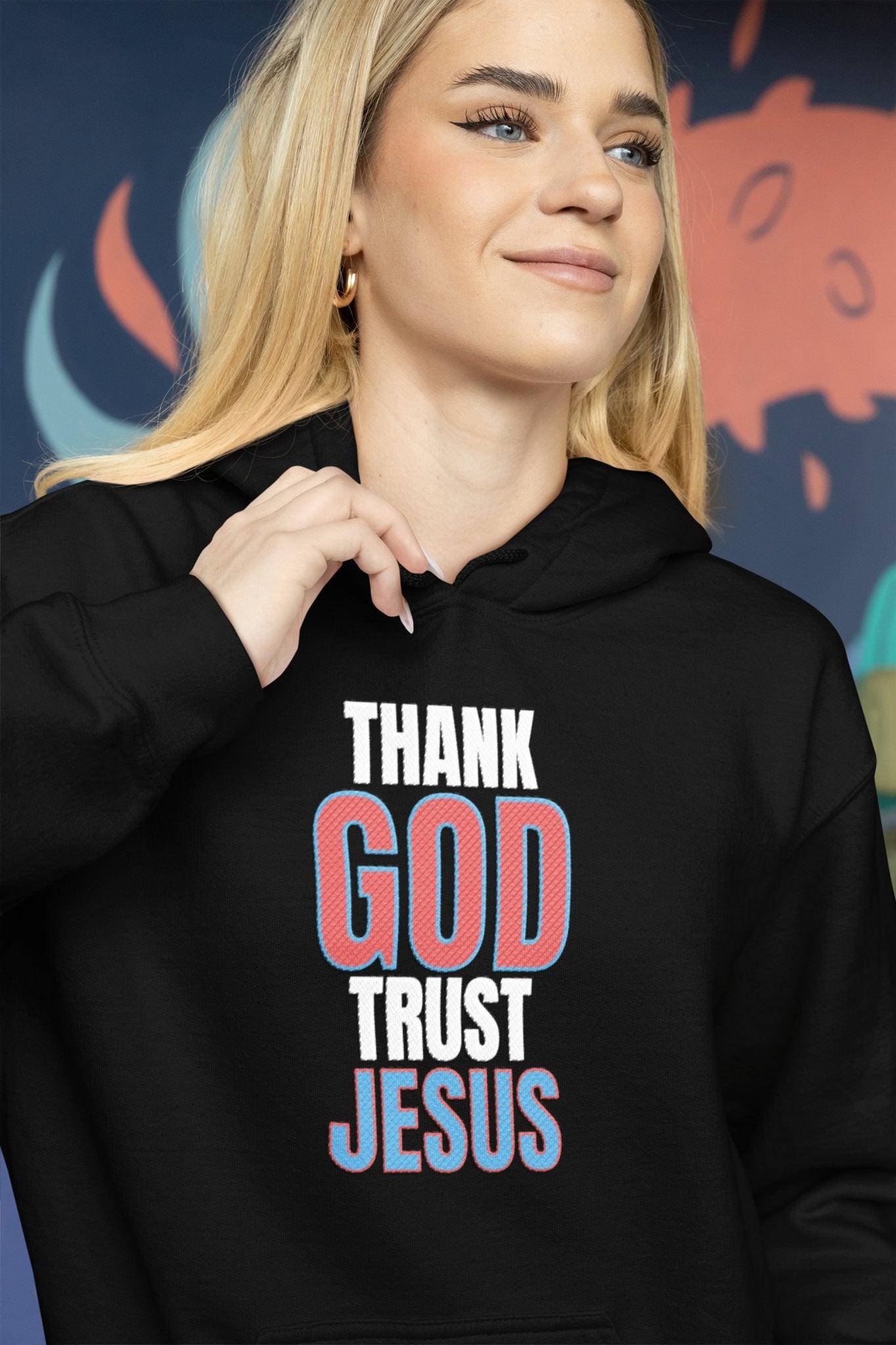 Thank God Trust Jesus Hoodie Faith - Inspired Religious Apparel Unisex Heavy Blend™ - Encore2woMaroonS