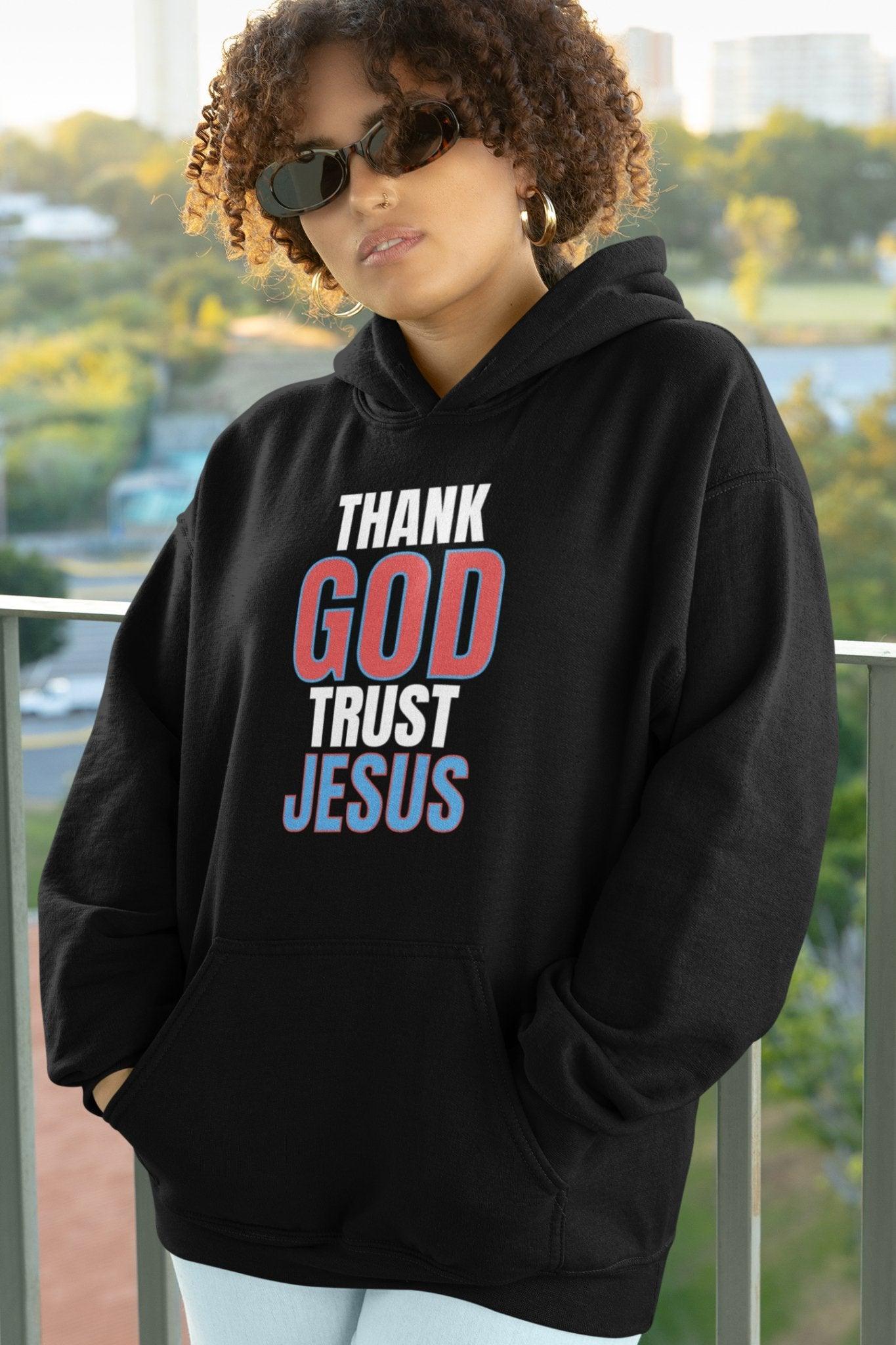 Thank God Trust Jesus Hoodie Faith - Inspired Religious Apparel Unisex Heavy Blend™ - Encore2woNavyS