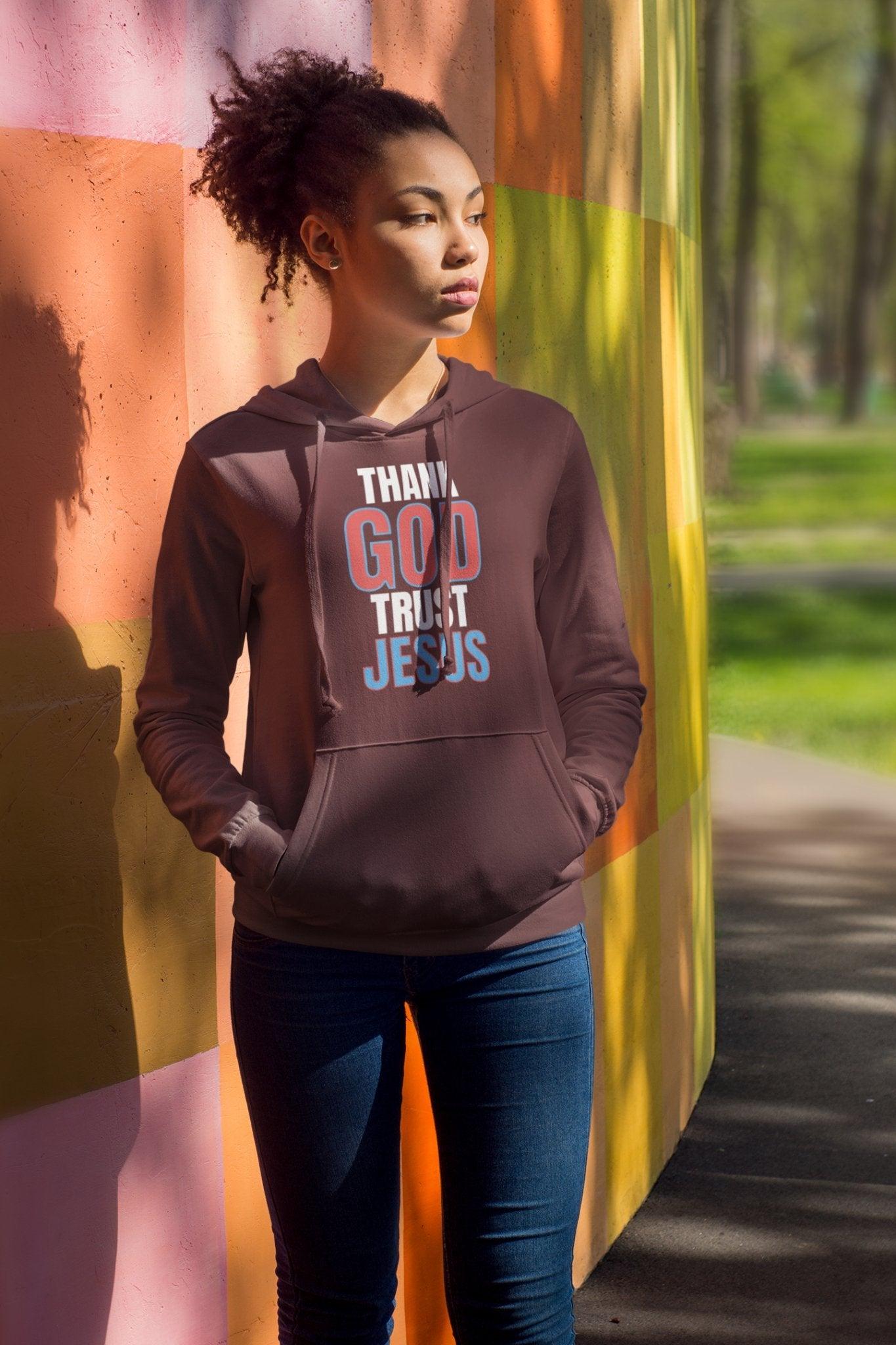 Thank God Trust Jesus Hoodie Faith - Inspired Religious Apparel Unisex Heavy Blend™ - Encore2woNavyS