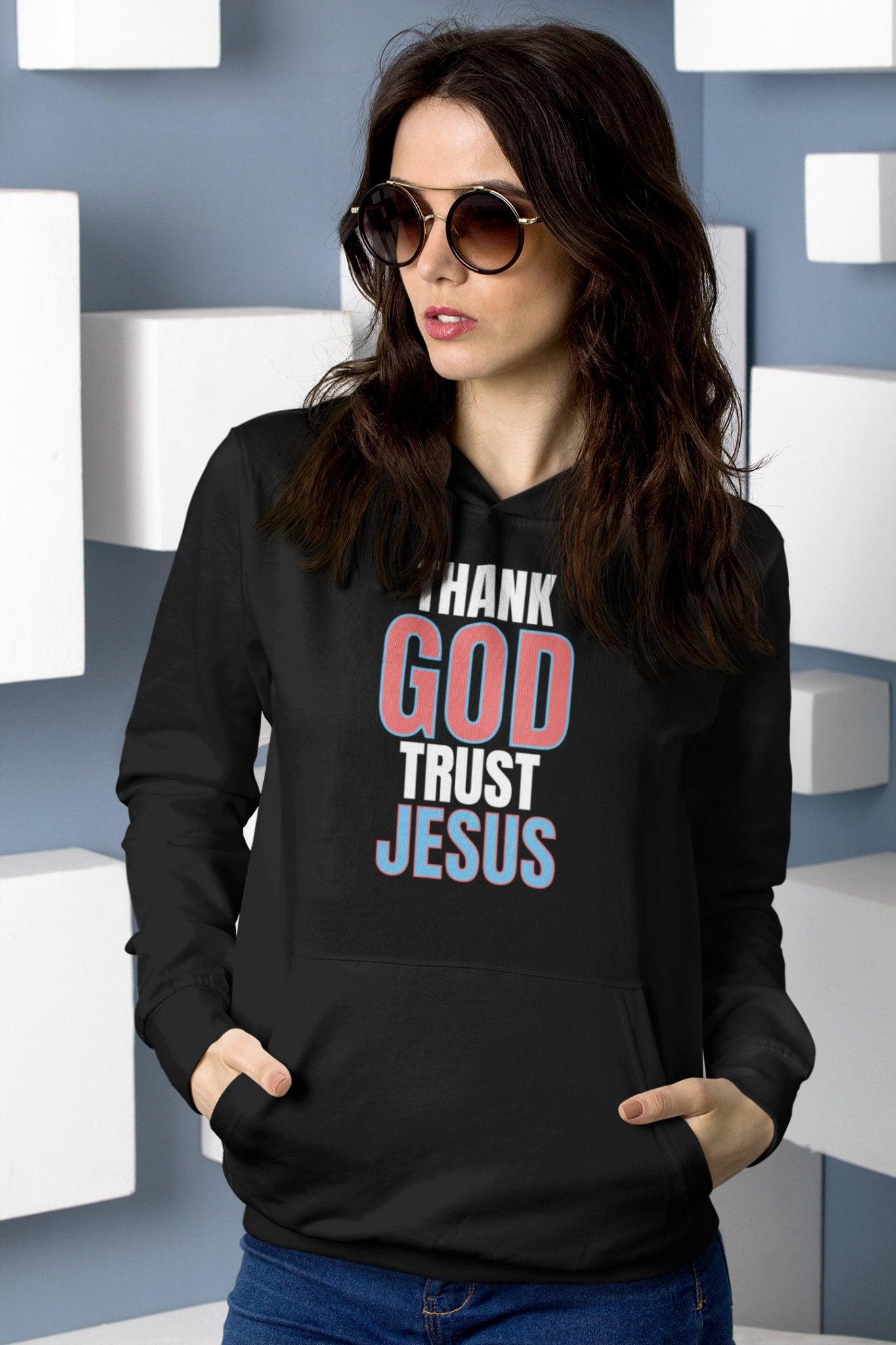 Thank God Trust Jesus Hoodie Faith - Inspired Religious Apparel Unisex Heavy Blend™ - Encore2woNavyS