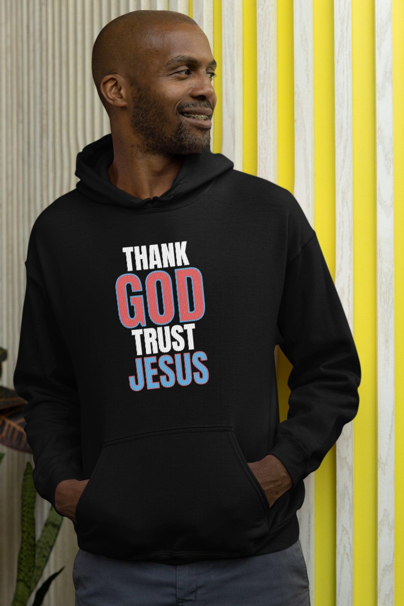 Thank God Trust Jesus Hoodie Faith - Inspired Religious Apparel Unisex Heavy Blend™ - Encore2woNavyS