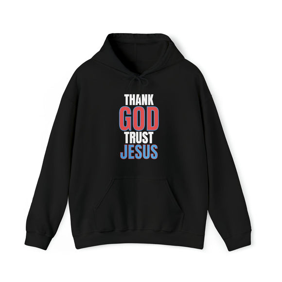 Thank God Trust Jesus Hoodie | Faith - Inspired Unisex Sweatshirt - Encore2woBlackS