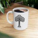 Tree of Life Ceramic Mug - Black & White Floral Design - Encore2wo11oz