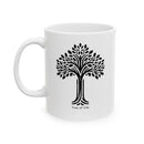 Tree of Life Ceramic Mug - Black & White Floral Design - Encore2wo11oz