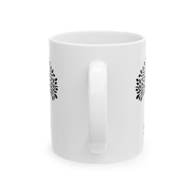 Tree of Life Ceramic Mug - Black & White Floral Design - Encore2wo11oz