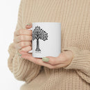 Tree of Life Ceramic Mug - Black & White Floral Design - Encore2wo11oz