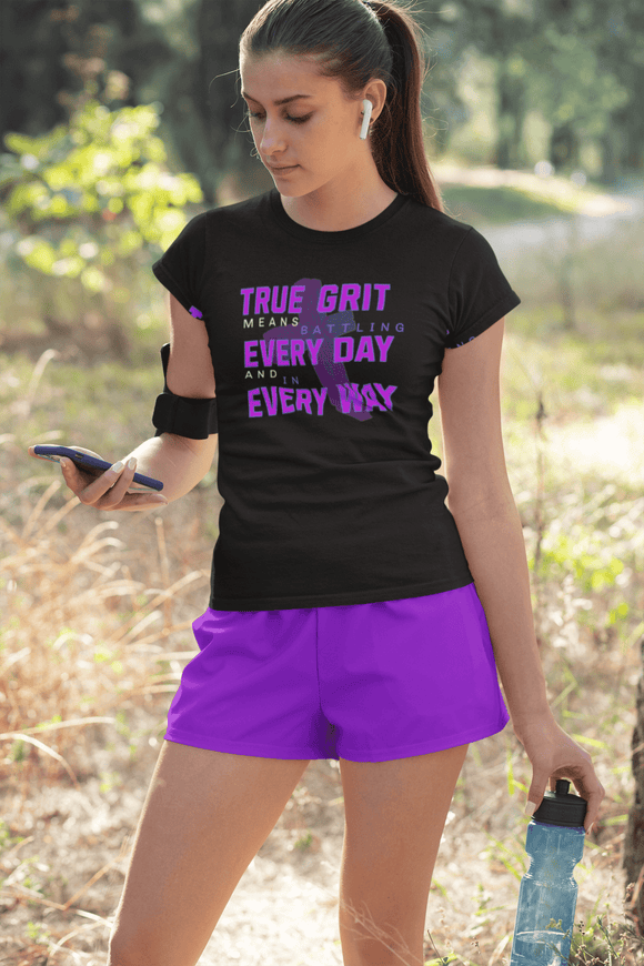True Grit Motivational T-Shirt - Battling Every Day - Encore2woBlackS