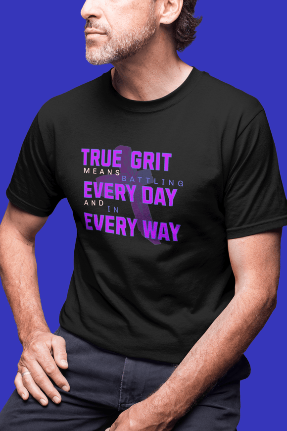 True Grit Motivational T-Shirt - Battling Every Day - Encore2woBlackS