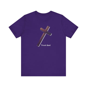 Trust God Wooden Cross Inspirational Christian Graphic Tee - Encore2woTeam PurpleS