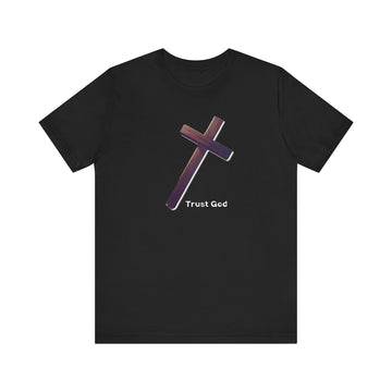 Trust God Wooden Cross Inspirational Christian Graphic Tee - Encore2woBlackS