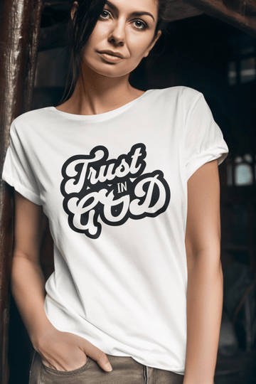 Trust in God Comfort Colors 1717 Christian Graphic Tee Vintage Faith Shirt - Encore2woWhiteS