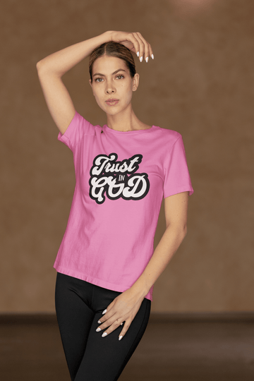 Trust in God Comfort Colors 1717 Christian Graphic Tee Vintage Faith Shirt - Encore2woNeon PinkS