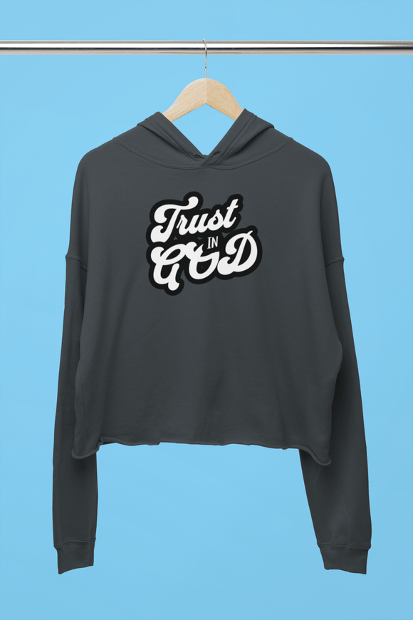 Trust in God Cropped Raw Edge Hoodie Womens Christian Sweatshirt - Encore2woLight PinkXS