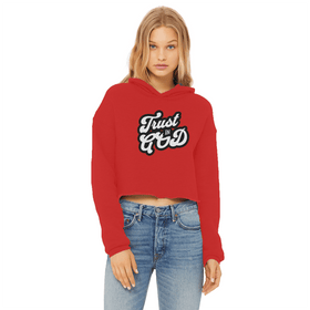Trust in God Cropped Raw Edge Hoodie Womens Christian Sweatshirt - Encore2woRedXS